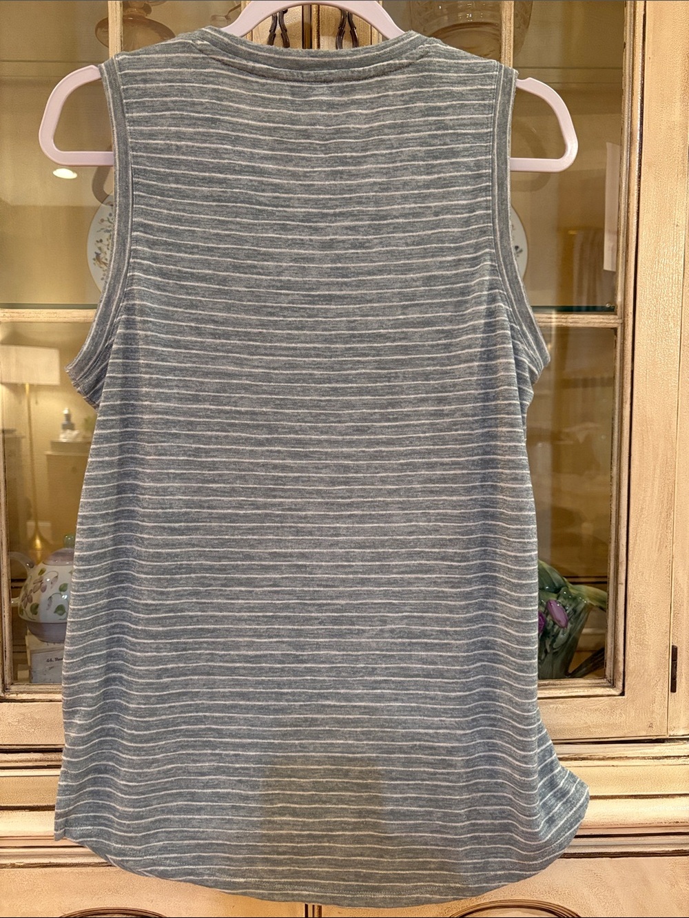 Athleta Heathered Teal-Gray Striped Sleeveless Tank - Picture 3 of 3